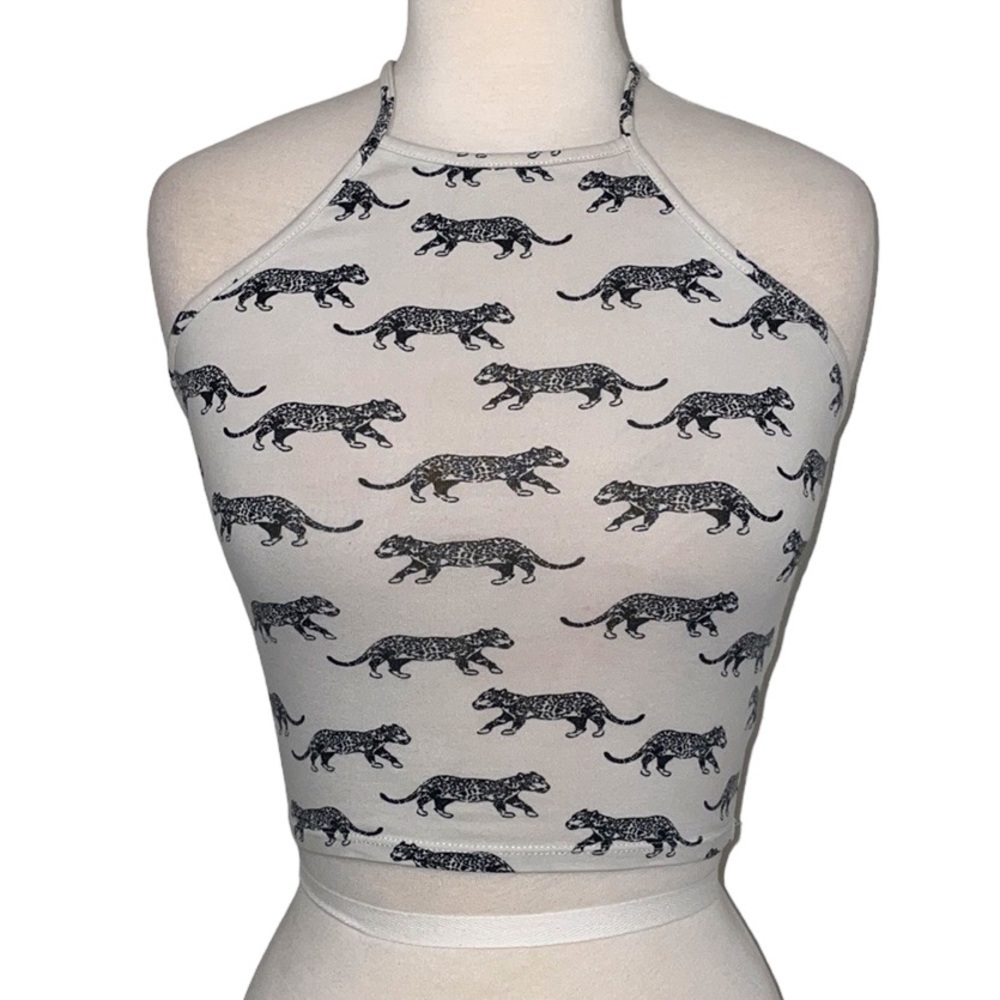 FOREVER 21 cropped top jaguar animal print racerback top in women’s XS